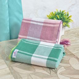 FABINALIV White & Green 2 Striped Cotton 225 GSM Bath Towel-picture-10