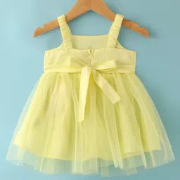 Babyhug Sleeveless Floral Corsage Detailing Fit & Flared Party Dress - Yellow image 2