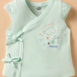 Zero Sinker Knit Cap Sleeves Shorts Night Suit With Sea Animals Print - Light Blue image 2