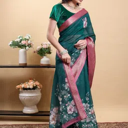 GOHILL ENTERPRISE Floral Pure Linen Saree-picture-15