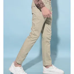 CRIMSOUNE CLUB Cotton Abstract Printed Trousers - Khaki image 4