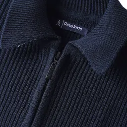 Pine Kids Knit Full Sleeves Pullover Sweater with Stripes - Navy Blue image 3