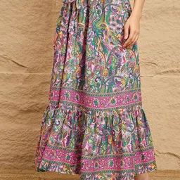 DRAPE AND DAZZLE Paisley Printed A-Line Maxi Skirt image 2