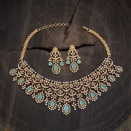 Kushal's Fashion Jewellery Gold-Plated Cubic Zirconia Studded Jewellery Set-picture-57