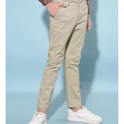 CRIMSOUNE CLUB Cotton Abstract Printed Trousers - Khaki image 5