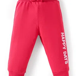 Babyhug Single Jersey Knit Full Length Lounge Pants with Floral & Text Print Pack of 2 - Navy Blue & Red image 4