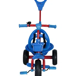 fab n funky Kids Tricycle With Parental Push Handle - Red| Sturdy Frame| Foldable Footrest| Safety Harness| Comfortable Seat| Puncture Proof Wheels image 4