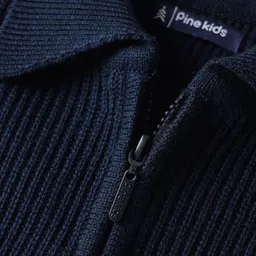 Pine Kids Knit Full Sleeves Pullover Sweater with Stripes - Navy Blue image 4
