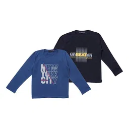 NeuVin Kids Pack of 2 Typography Printed Round Neck T-shirts-picture-24