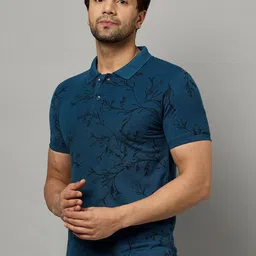 Zigo Leaf Printed Polo Collar Short Sleeves Casual T-shirt-picture-30