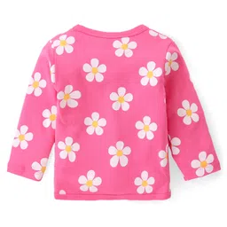 Babyhug 100% Interlock Cotton Knit Full Sleeves Front Open Antibacterial Vests with Rainbow & Floral Print Pack of 3 - Yellow Pink & Blue image 5