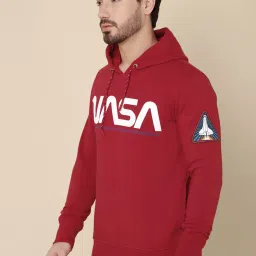 Free Authority Red Regular Fit Nasa Printed Hooded Sweatshirt image 3