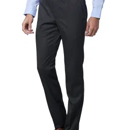 Raymond Dark Grey Slim Fit Flat Front Trousers image 3