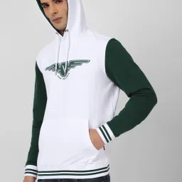 Van Heusen Sport White Regular Fit Colour Block Hooded Sweatshirt image 3