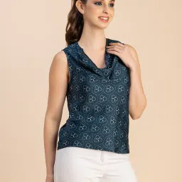 Moomaya Teal Printed Top image 3