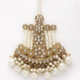 Panash Gold Plated Stone Studded Pearl Jhumar Passa image 3