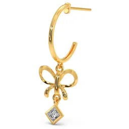 Candere by Kalyan Jewellers BIS Hallmark 14K Yellow Gold and Certified Diamond DropEarrings image 3