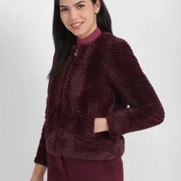 Allen Solly Maroon Textured Pattern Jacket image 3