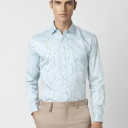 Van Heusen Blue Cotton Slim Fit Printed Shirts-image-77