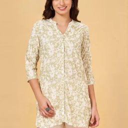 Rangmanch by Pantaloons Beige & Green Printed Straight Short Kurti-picture-36