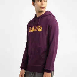 Levi's Purple Cotton Regular Fit Logo Printed Hooded Sweatshirt image 3