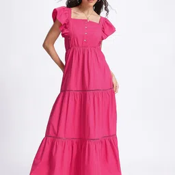 glitchez Minimalist Muse Crochet Inserts Smocked Back Tiered Maxi Dress-picture-13