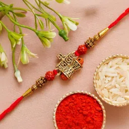 eCraftIndia Mahadev Trishul Damru Rudraksha Religious Rakhi for Brother-image-48