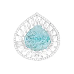 Zaveri Pearls Turquoise Blue Stone Cubic Zirconia Embellished Brass Contemporary Ring-ZPFK15827 image 3