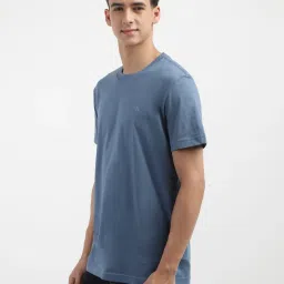 Calvin Klein Blue Cotton Regular Fit Logo Printed T-Shirt image 3