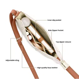 Fastrack Beige Solid Medium Sling Handbag image 3