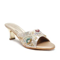 Pelle Albero Women's Gold Ethnic Sandals image 3