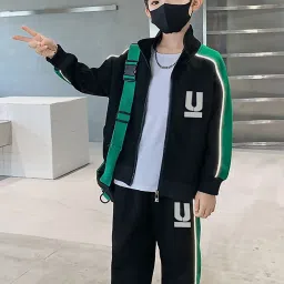 Little Surprise Box Unisex Black Solid Track Suits image 3