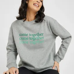 Styli Grey Cotton Printed Sweatshirt image 3