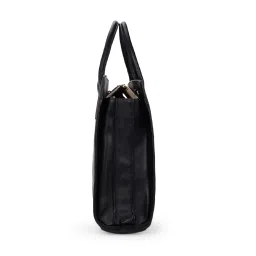 Lavie Black Textured Large Laptop Tote Handbag image 3