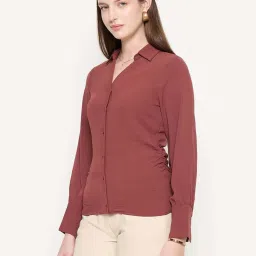 MADAME Brown Plain Shirt image 3