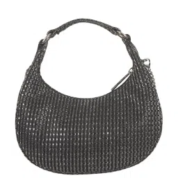 Baggit Valentines Collection Mimi Black PU Textured Miniature Hobo Handbag image 3