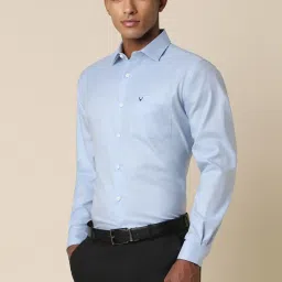 Allen Solly Blue Cotton Slim Fit Shirt image 3