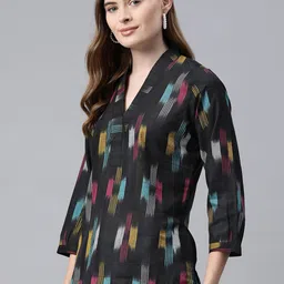 One Femme Ikat Printed Cotton Top image 4