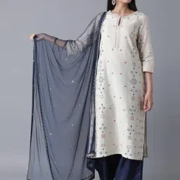 W Navy Embellished Dupatta-image-0