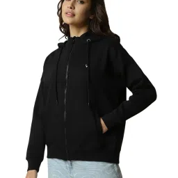 Allen Solly Black Regular fit Solid Hooded Sweatshirts image 3