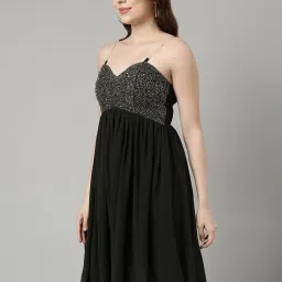 showoffff SHOWOFF Olive Embellished Fit & Flare Dress image 3