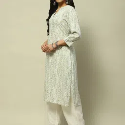 Rangriti White Printed Straight Kurta image 3