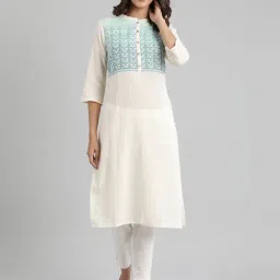 Aurelia Ecru Printed Regular Fit Kurta-image-62