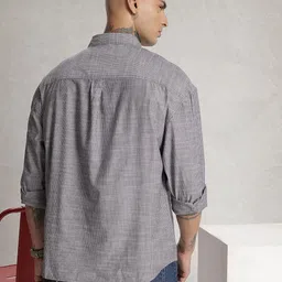 WROGN Pure Cotton Typography Printed Drop-Shoulder Sleeves Oversized Plus Fit Casual Shirt image 3