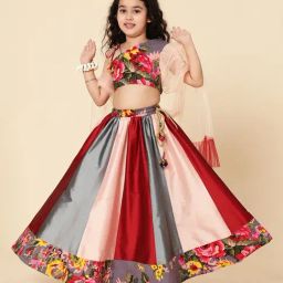 A.T.U.N. Kids Multicolor Floral Print Lehenga Choli-picture-16