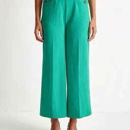 Cover Story Green Regular Fit Mid Rise Culottes-image-85