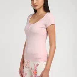 Guess Peach Solid Short sleeve Tops image 3