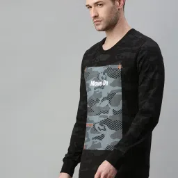 showoffff SHOWOFF Black Cotton Slim Fit Printed Sweatshirt image 3