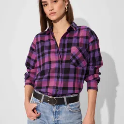 The Souled Store Multicolored Cotton Plaid Shirt image 3