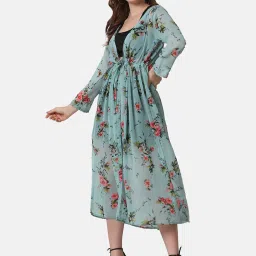 BUYNEWTREND Blue Floral Print Shrug image 3